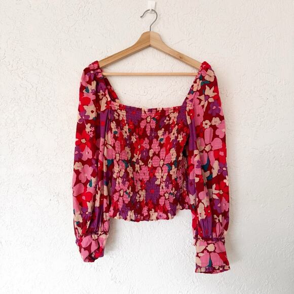 Free People Ariana Printed Top long sleeves cuffed in Party Combo - Picture 3 of 8